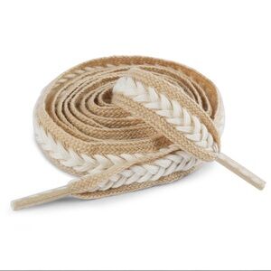 Braided Tan and White Shoelaces
